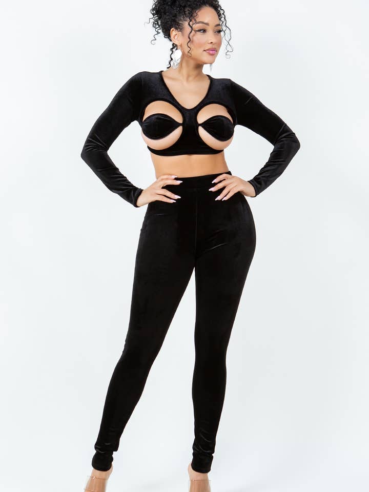 CUT OUT CROP TOP WITH PANTS for wholesale by Belita Collection