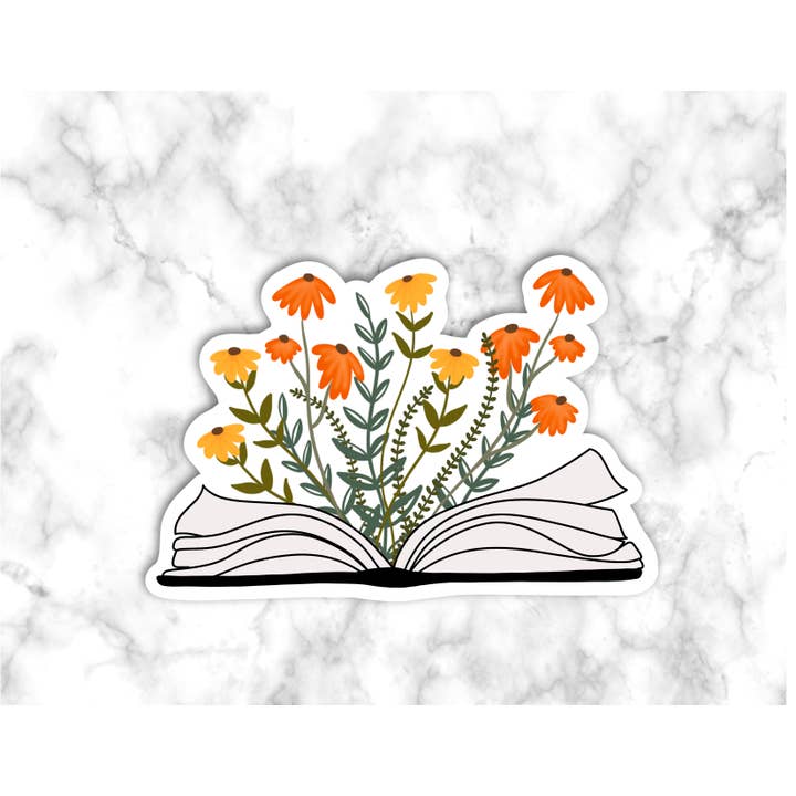 GatikaChicShop – Großhandel Aufkleber – Buch Blumen Sticker | Buchliebhaber Sticker