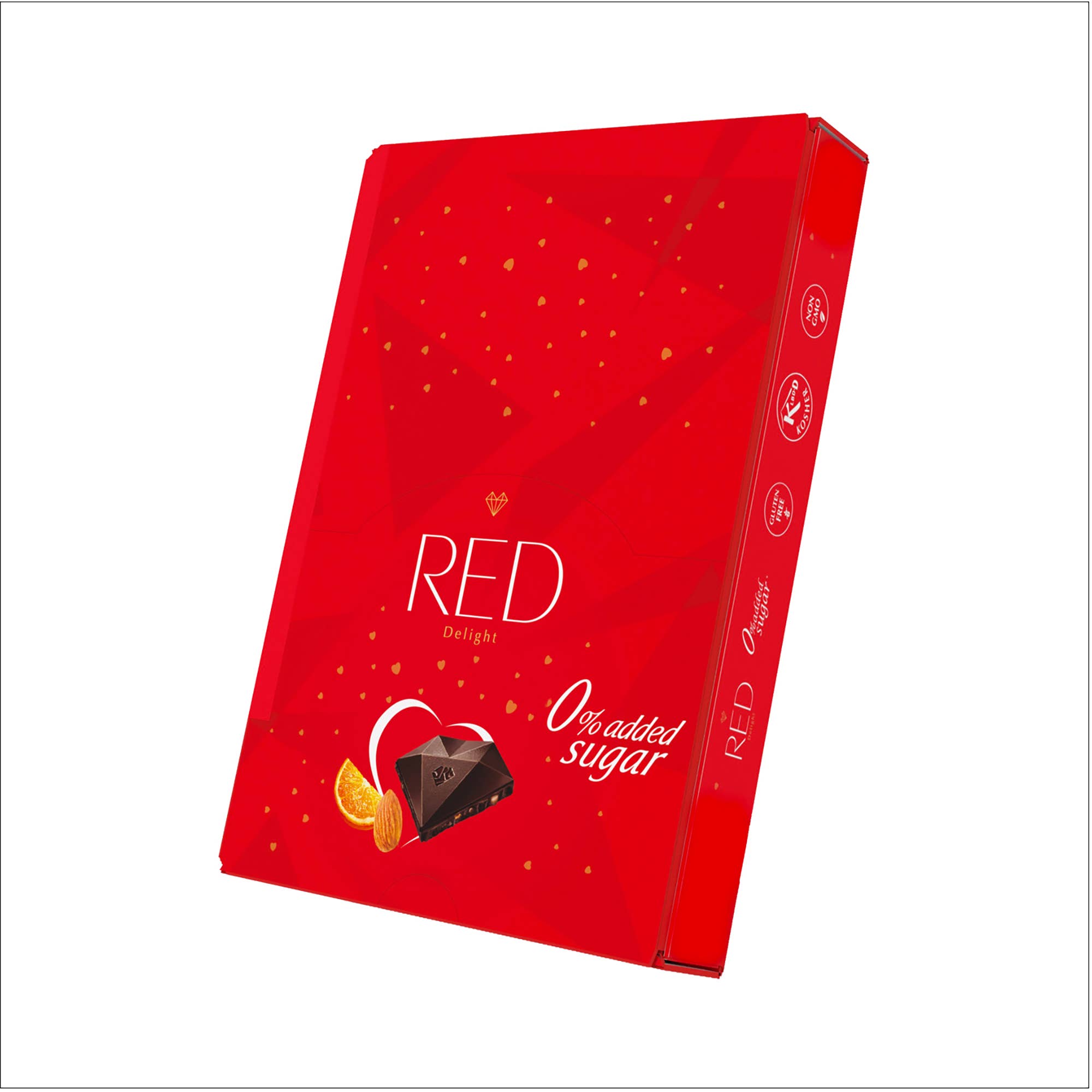 RED Chocolate - Wholesale Chocolate Bar - RED Delight®™ Orange and Almond Dark Chocolate 0.92oz Bars3