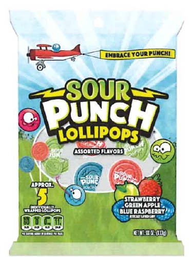 Sour Punch Lollipops 3 oz for wholesale by iSweet.ca