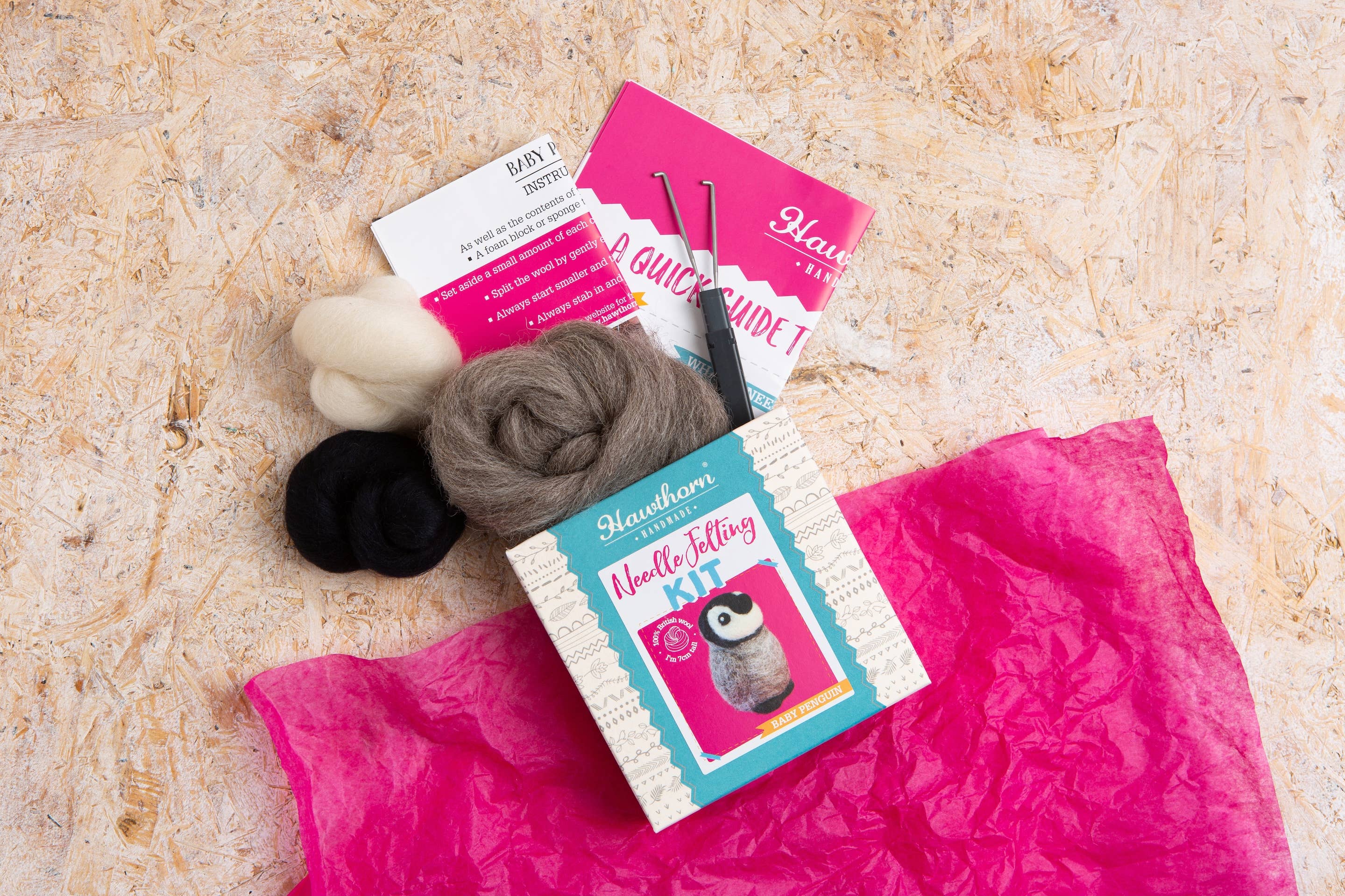 Hawthorn Handmade (US Duties Paid) – wholesale DIY craft kit – Baby Penguin Mini Felting Kit2