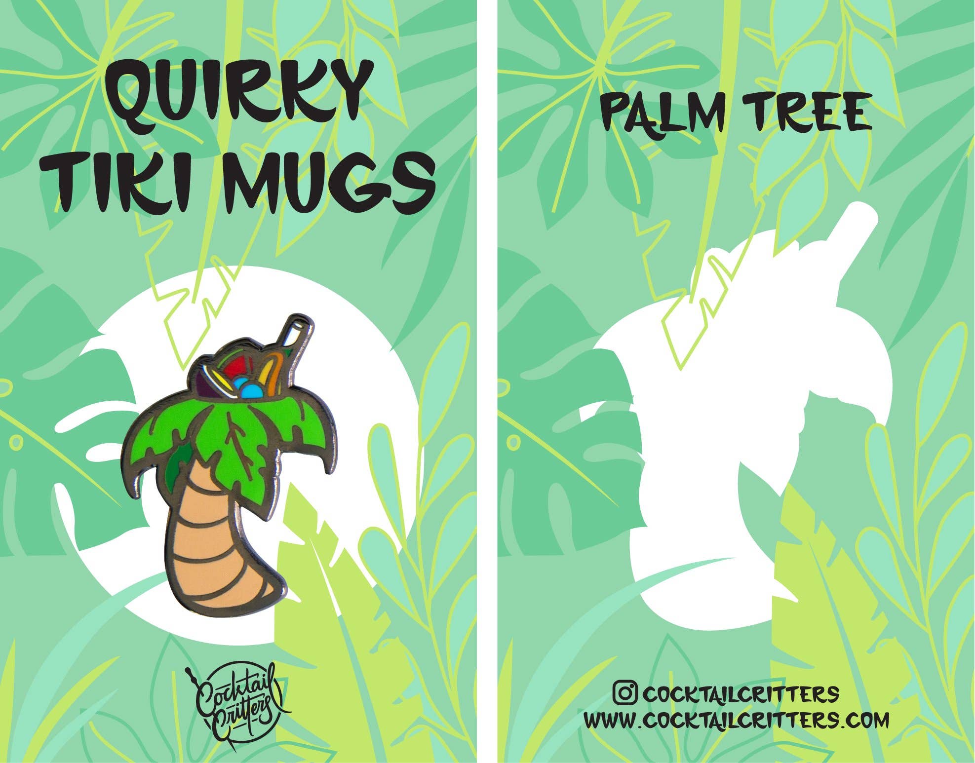 Cocktail Critters - Wholesale Lapel Pin/Button - Quirky Tiki Palm Tree Pin1