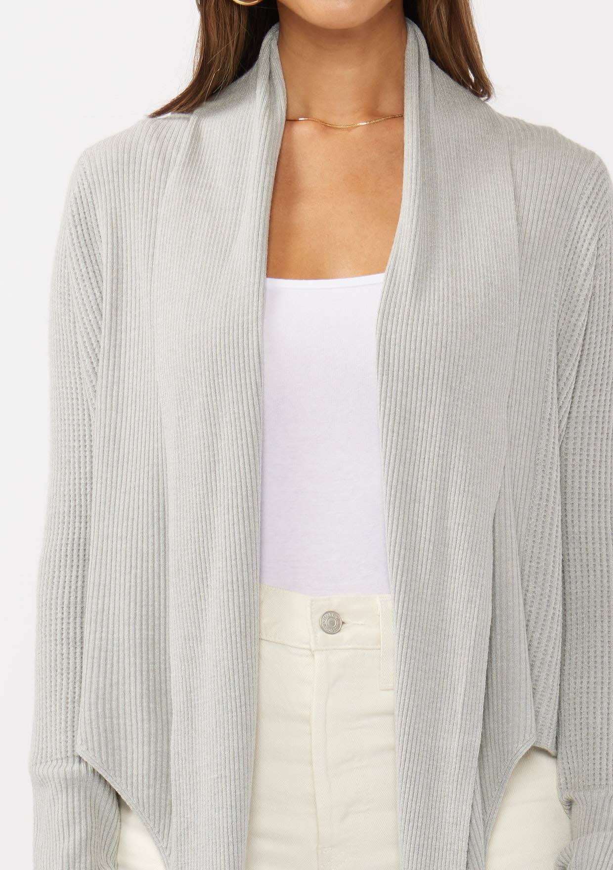 Lovestitch - Wholesale Cardigan - Women's - Waffle Knit Long Sleeve Tie Front Cardigan11