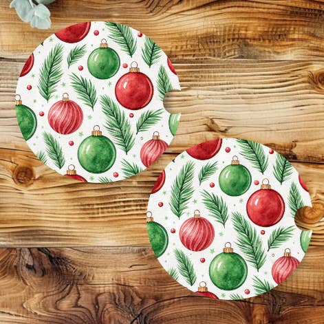 Juego de Posavasos para Coche con Adornos Navideños para venta al por mayor de Prairie Chicken Sticker Shop & Gifts