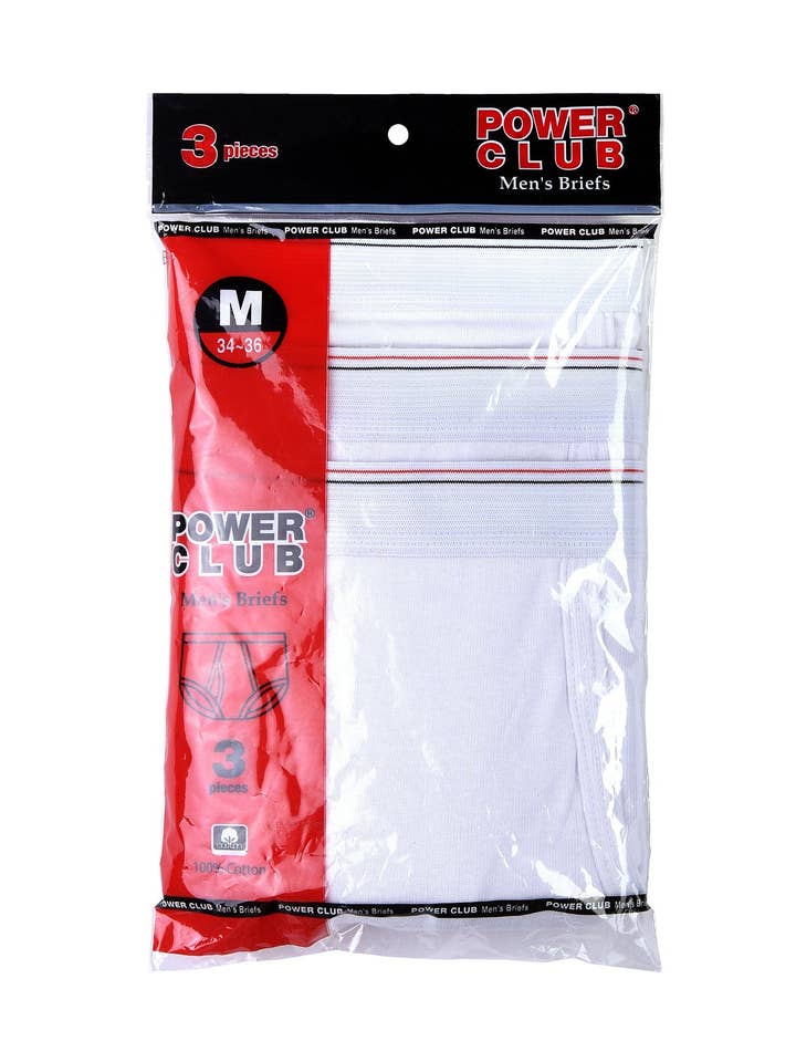Men's Essentials Power Club PACK OF 3 Solid White Briefs (MW3401_3PK WHT) for wholesale by 247 Frenzy