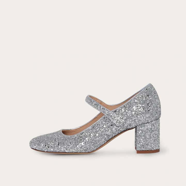 Dora High Heels, silver glitter for wholesale by Balagan Studio