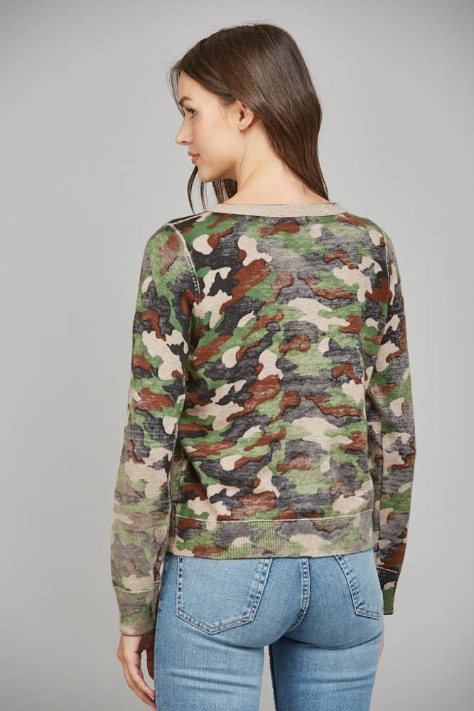 FATE – Großhandel Strickjacke – Damen – CAMO-PRINT-FRONT-KNOPFVERSCHLUSS-CARDIGAN FW155564
