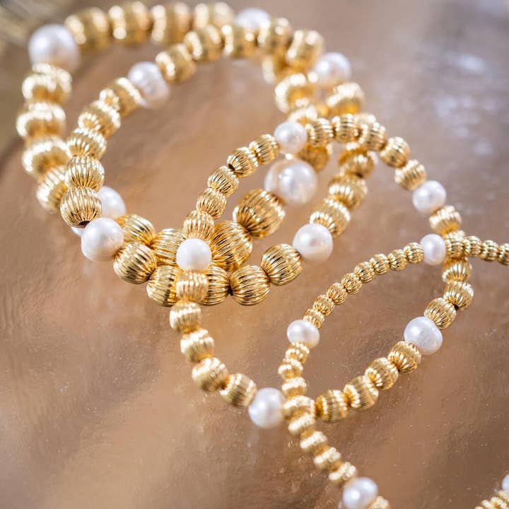 Lisi Lerch - Wholesale Beaded Bracelet - Parker - Gold and Freshwater Beaded Bracelet5