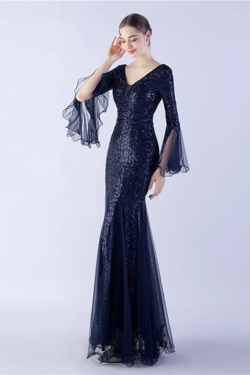 NINEXIS - Wholesale Dress - Women's - CWDMD3627_WAVY MESH BANQUET STAGE SEQUIN DRESS DRESS LONG14