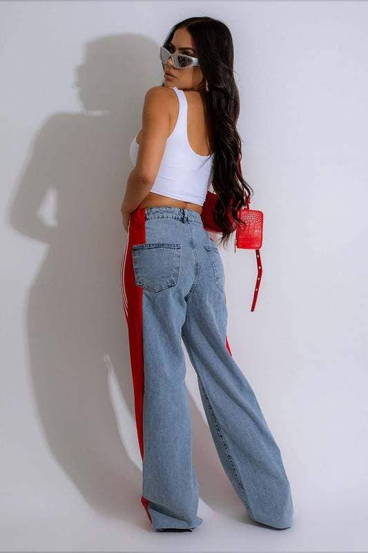 Queen Fashion - Vente Pantalon – femme - pantalon rayé à jambes larges3