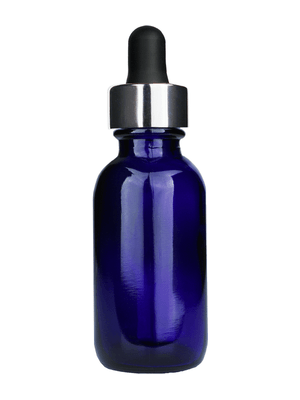 Best Bottles - Wholesale Essential Oil Holder - Boston Round Blue Bottle - 30ml (Multiple Dropper Colors)6