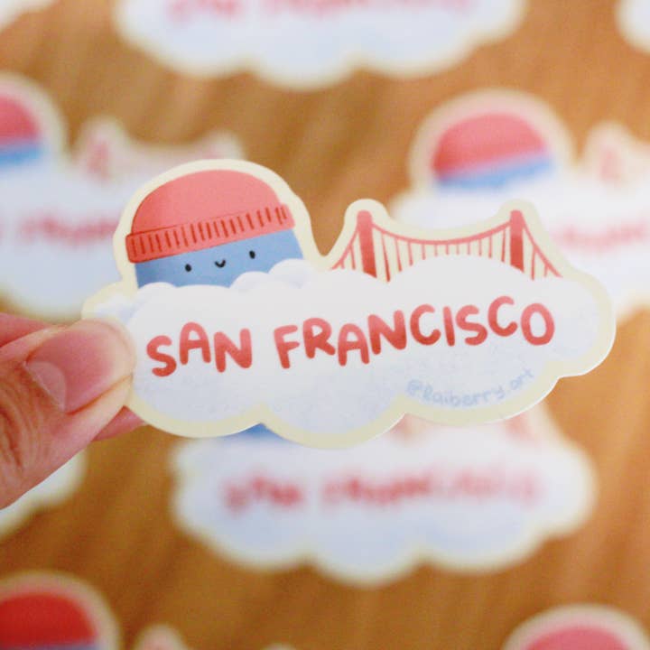 SF Karl the Fog Weatherproof Sticker for wholesale by Laiberry Art