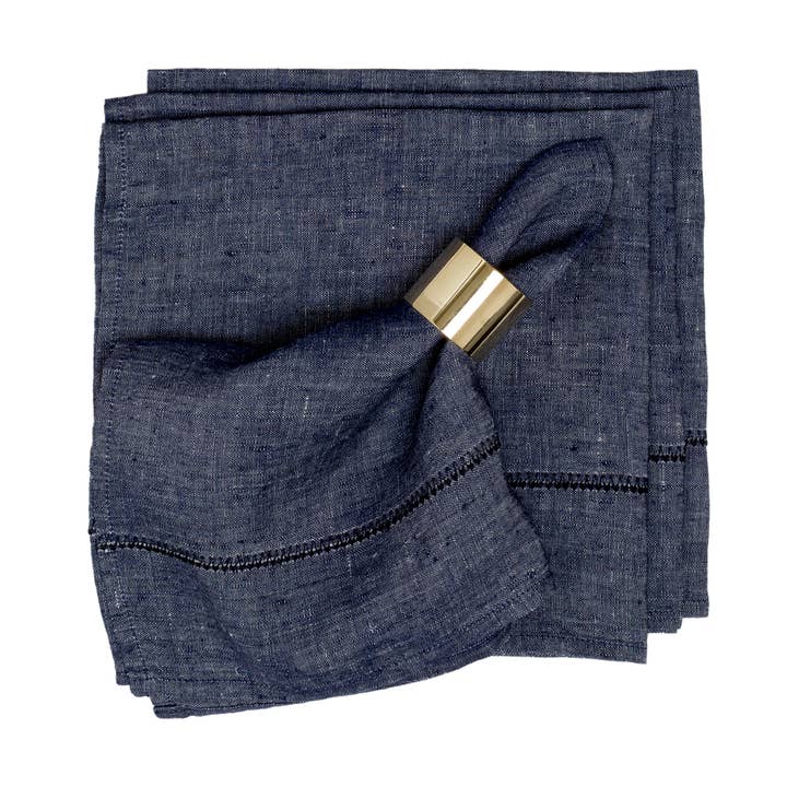 Serviettes en jean chambray au point lin 20 x 20 - Ensemble de 4 pour la vente par Caravan Home