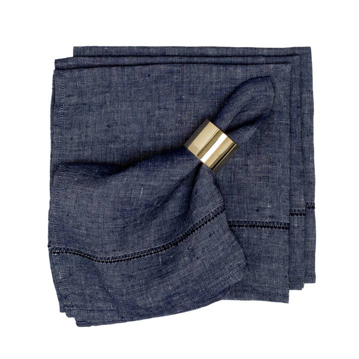 Linen Stitch Chambray Denim Napkins 20x20 - Set of 4 for wholesale by Caravan Home