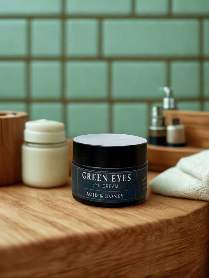 Green Eyes – Natural Tallow Eye Cream with Bakuchiol, Ostrich Oil & Green Coffee for Puffiness, Fine Lines, Dark Circles & Lash Growth for wholesale by Acid and Honey