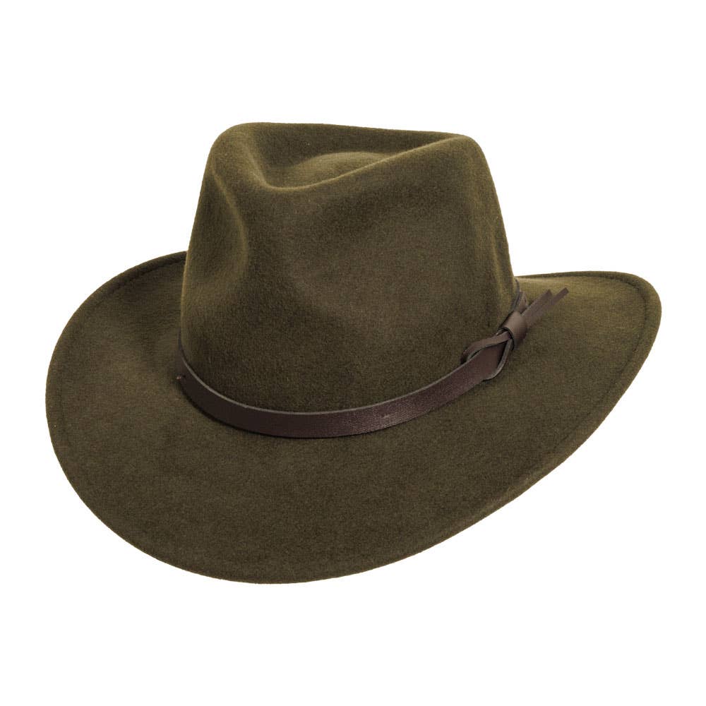 American Hat Makers - Wholesale Fedora - Unisex - Crushable Wool Felt Outback Hat - Style Pathfinder21