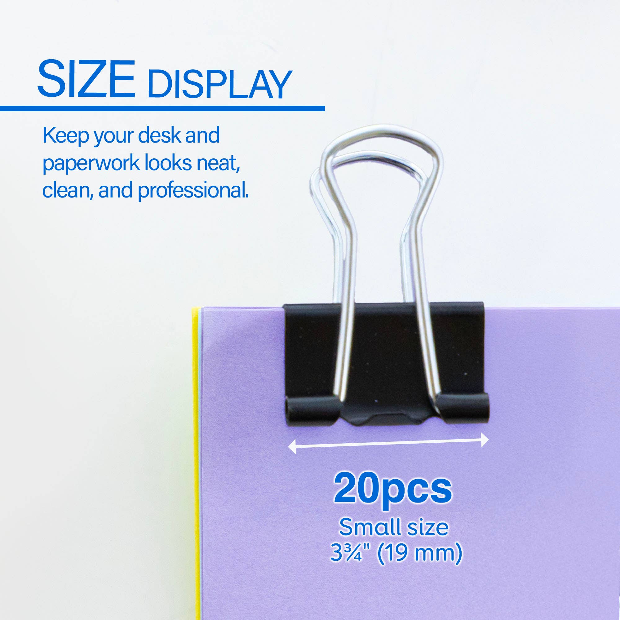 BAZIC Products - Wholesale Binderclip - Small 3/4" (19mm) Black Binder Clip (20/Pack)1