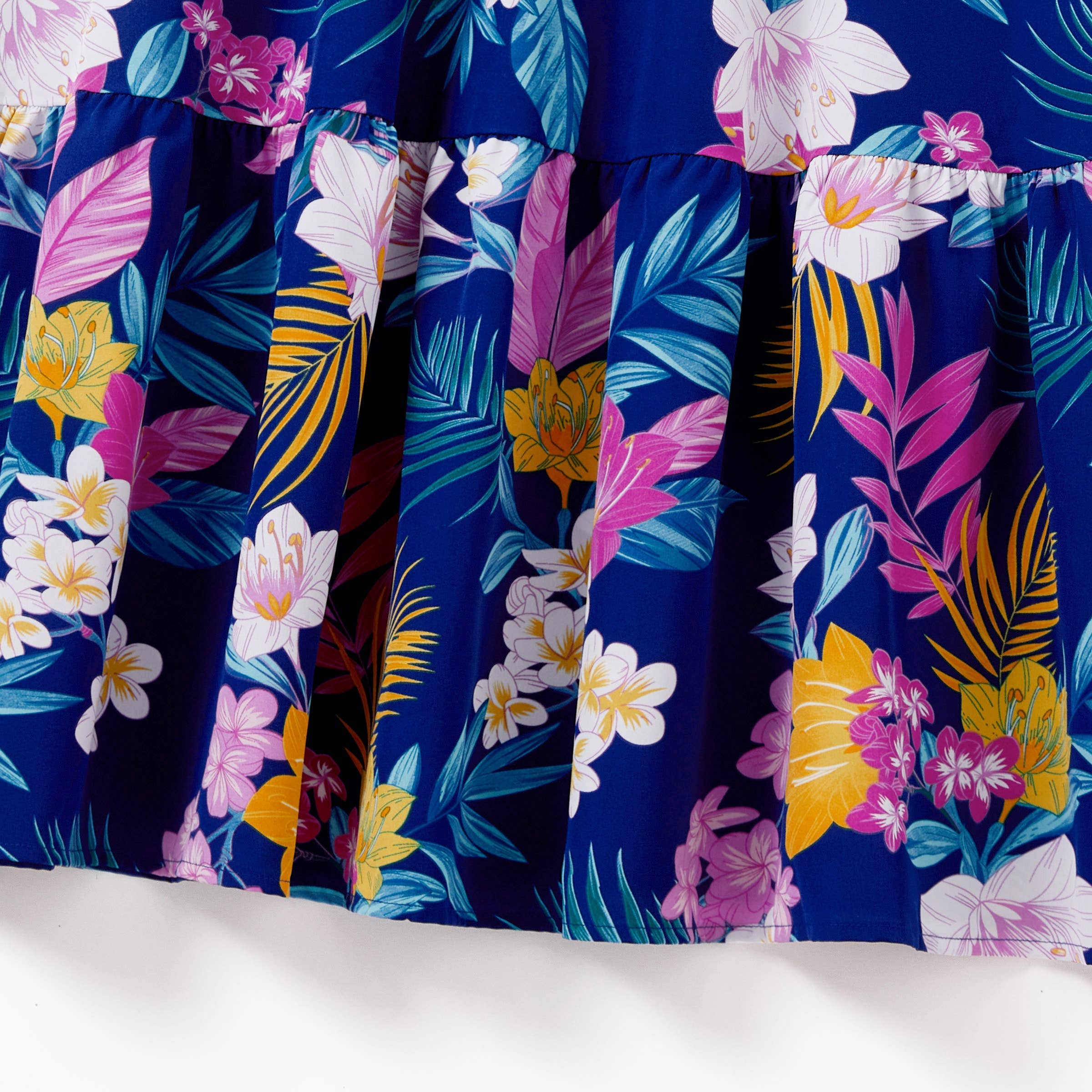 Blu profondo Abito o Set di Camicia e Pantaloncini Tropicale Hawaiano per Famiglia in vendita all'ingrosso su Faire13