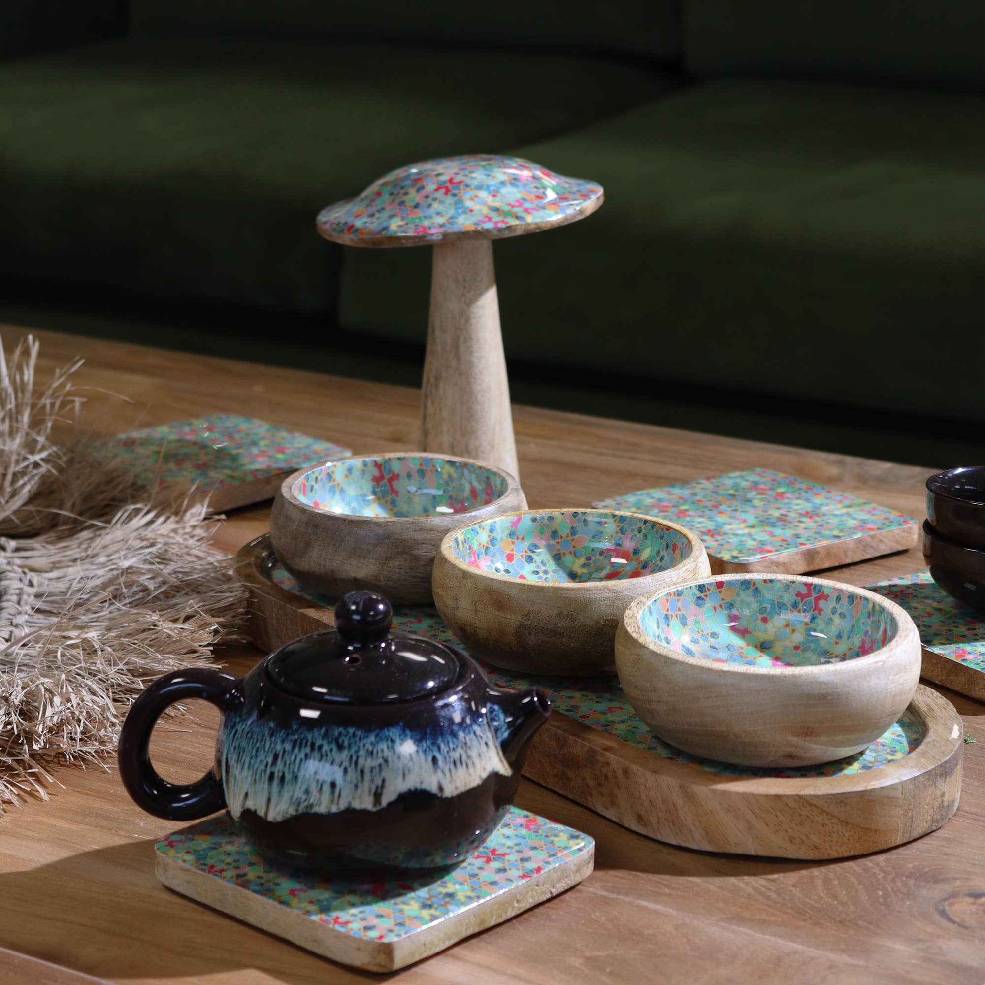 Ancient Wisdom – wholesale Coasters – Set of 4 Square Coasters - Mediterranean Tile Pattern1