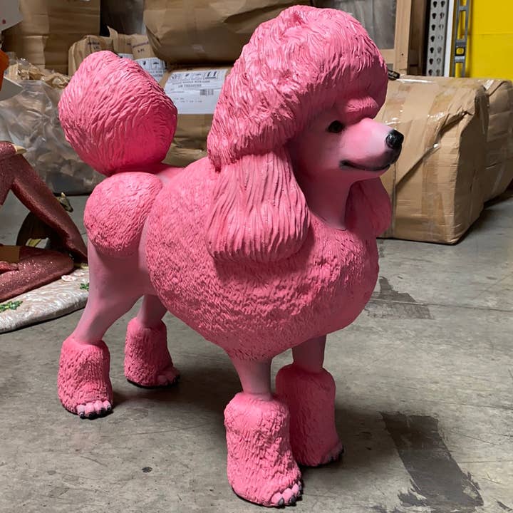 LM Treasures - Wholesale Sculpture - Pink Poodle Life Size Dog Statue6