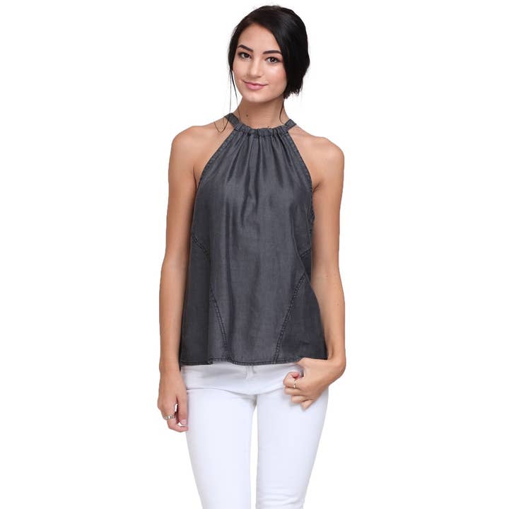 Haut à cordon de serrage en Tencel pour la vente par Naked Zebra Rack