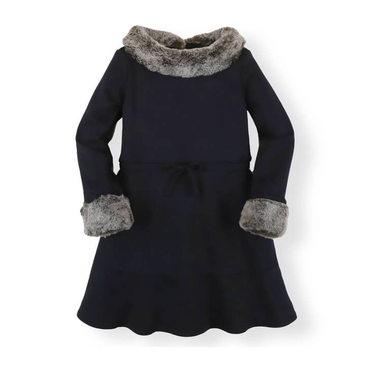 Long Sleeve Ponte Dress with Faux Fur - Baby for wholesale on Faire