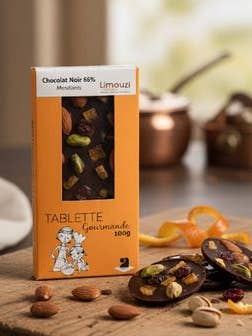 Dark Chocolate Bar 66% Mendiants for wholesale by Limouzi Saveurs