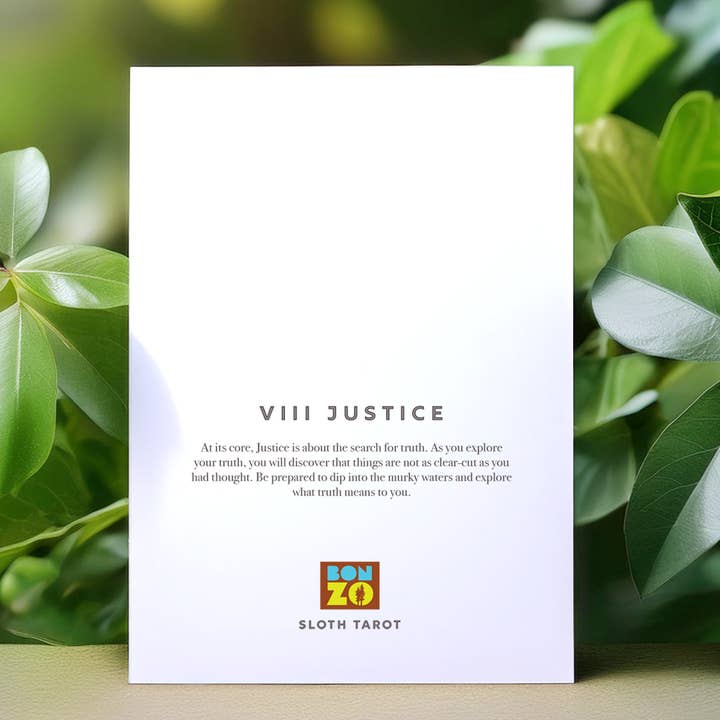 Bonzo – Großhandel Grußkarten für den Alltag – Faultier Tarot Große Arkana Grußkarte - VIII Gerechtigkeit1