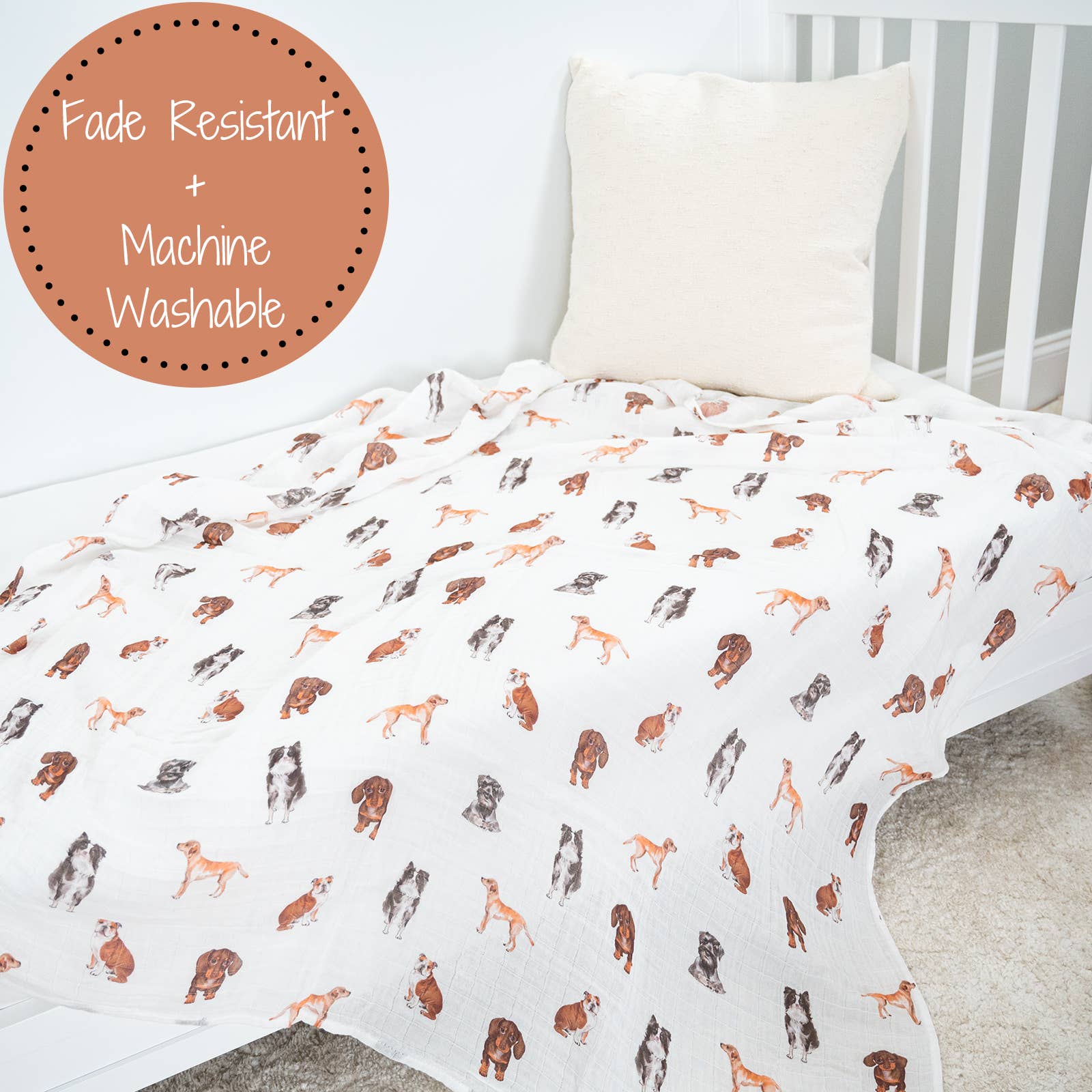 LollyBanks - Wholesale Swaddle - Baby - Adorable Dog Print Baby Muslin Swaddle Blanket6