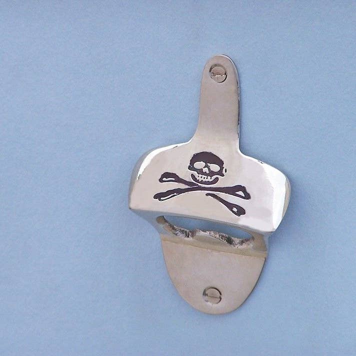 Hampton Ironworks - Wholesale Bottle/wine opener - Chrome Pirate Skull and Crossbones Wall Mounted Bottle Opene3
