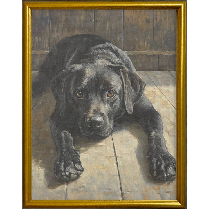 Cadre de galerie doré 16x20 - Labrador noir pour la vente par Brayden and Brooks