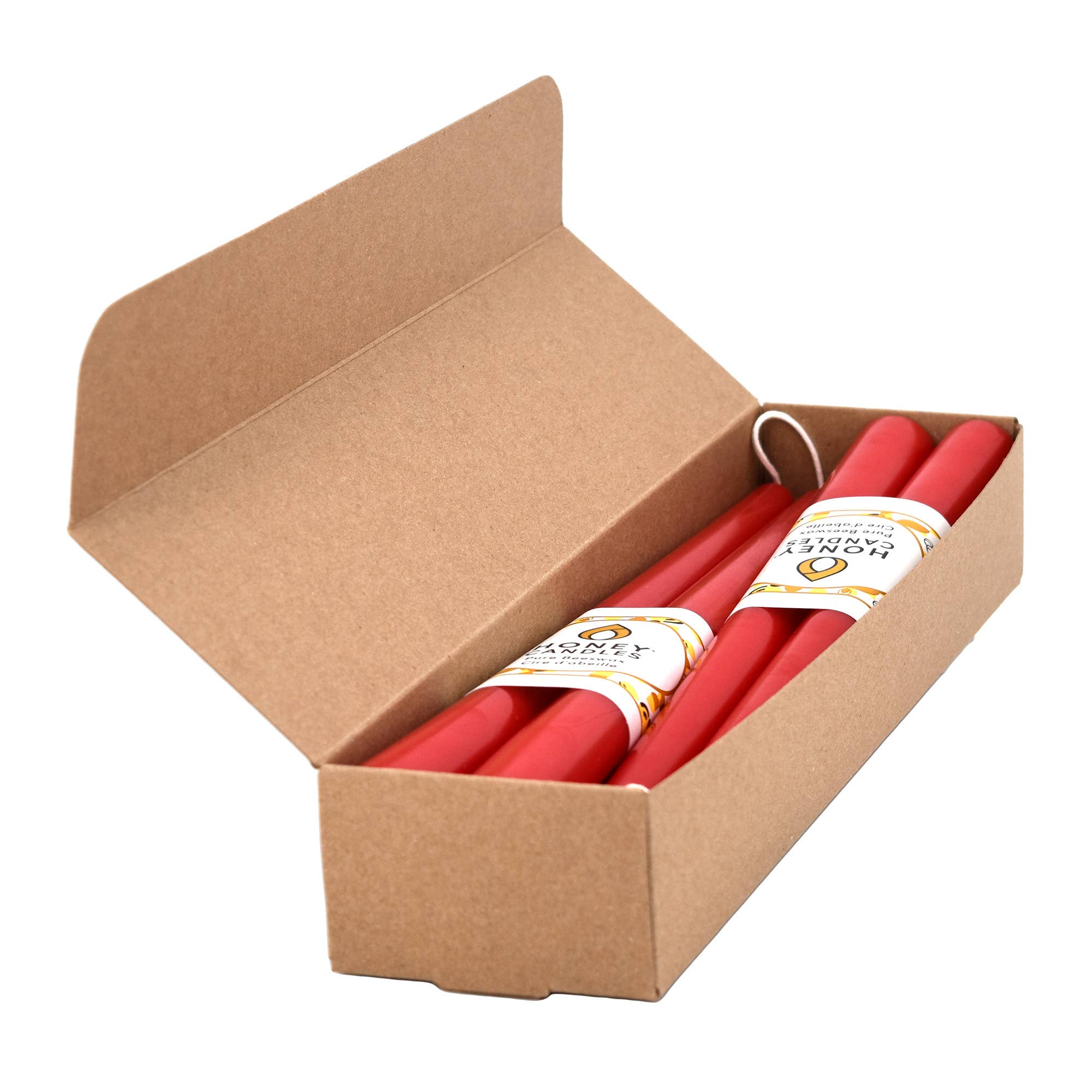 Honey Candles - Wholesale Tapered Candle/Candlestick - Beeswax Candlesticks 12" Taper Pair- Red2