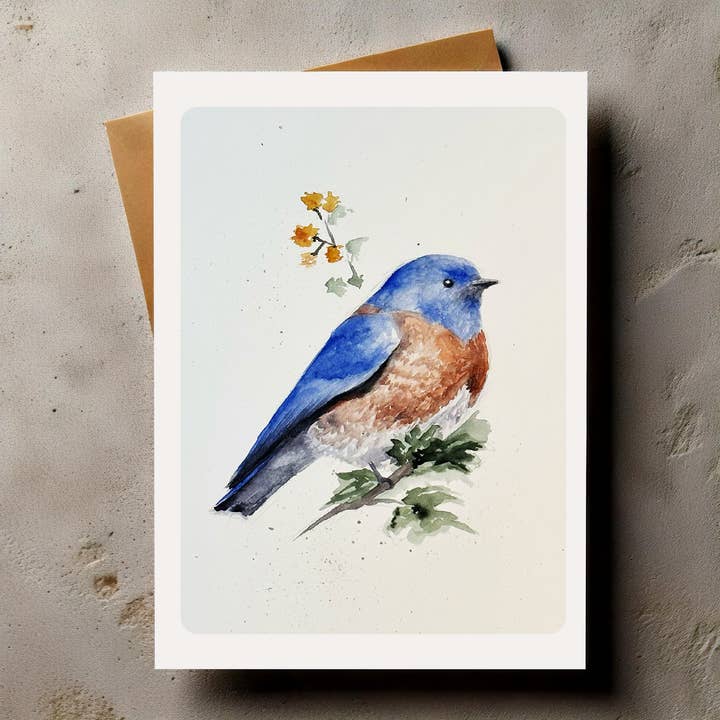 Bird Greeting Card Eastern Blue Bird for wholesale by Bonzo