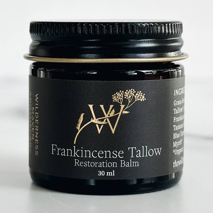 Frankincense Tallow Restoration Balm for wholesale by Wilderness Maven Apothecary