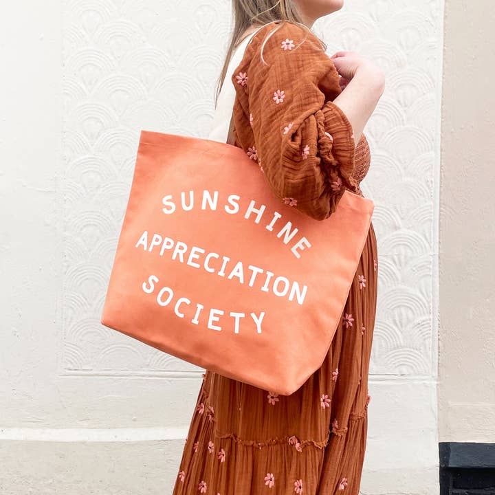 Alphabet Bags - Wholesale Tote Bag - Women's - Sunshine Appreciation Society - Peach Canvas Tote Bag