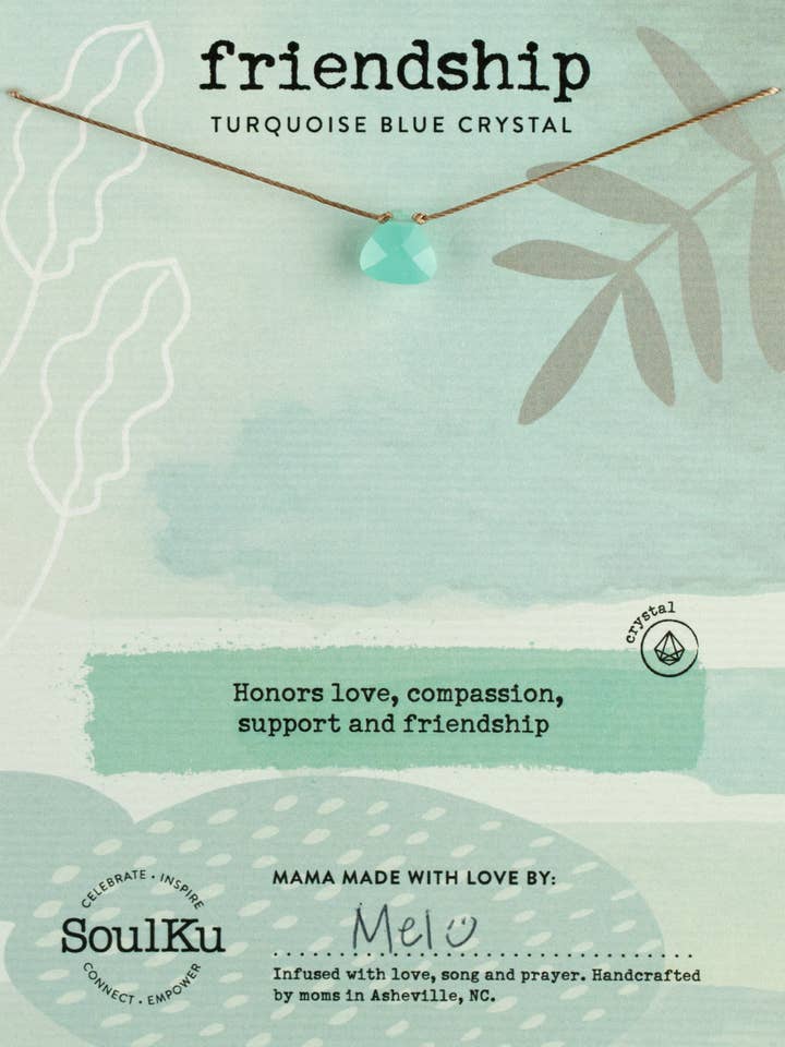 Turquoise Blue Crystal Soul Shine Necklace for Friendship for wholesale by SoulKu