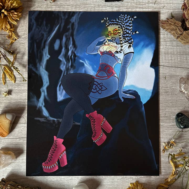 Medusa Pin-Up Art Print - 8x10" and 5x7" for wholesale by Rainbow Coven Designs