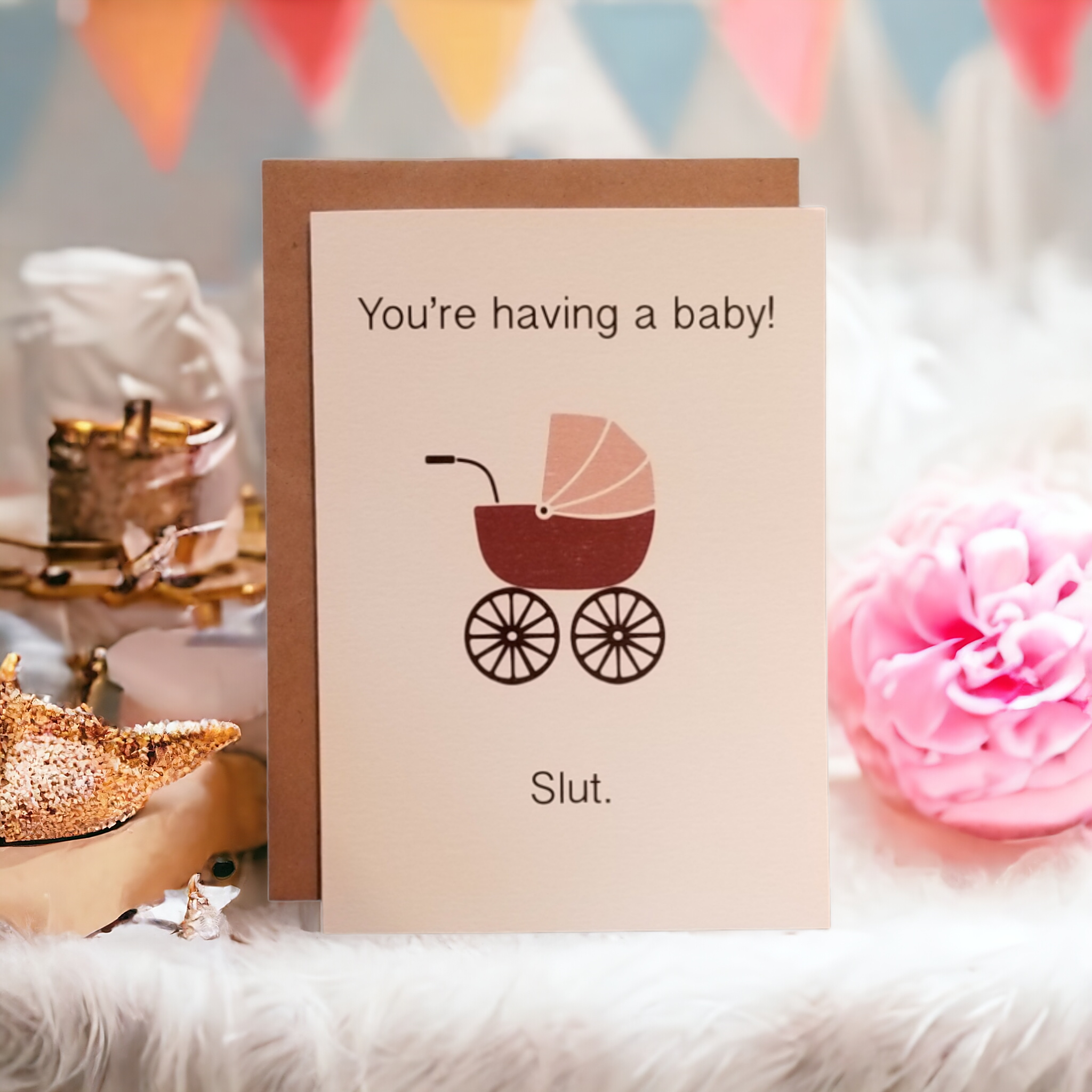 Thanks You're Welcome – postal de bebé por atacado – Estás Grávida! Vadia. - Cartão de Felicitações 5x72