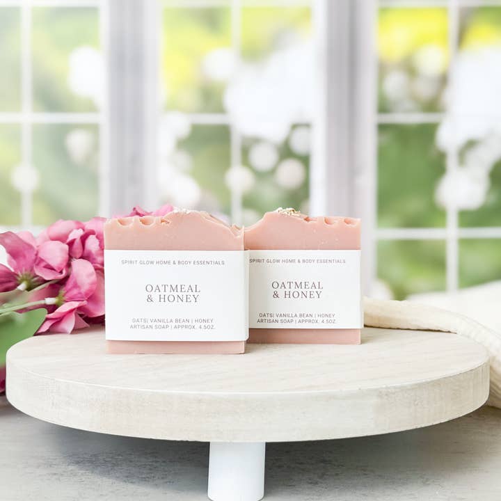 Spirit Glow Home & Body Essentials - Wholesale Bar Soap - Oatmeal & Honey - Handcrafted Artisan Soap Bar2