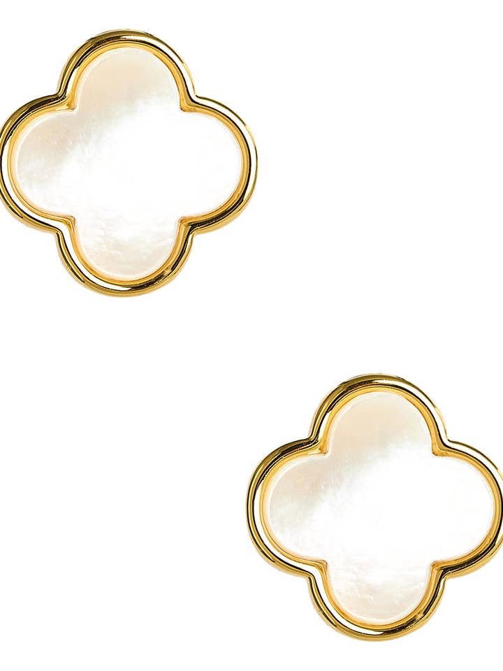 Elle- Clover Mutterperlen-Ohrstecker- 18K Vergoldet-Darby Clark Kollektion - WS für den Großhandel von Lisi Lerch