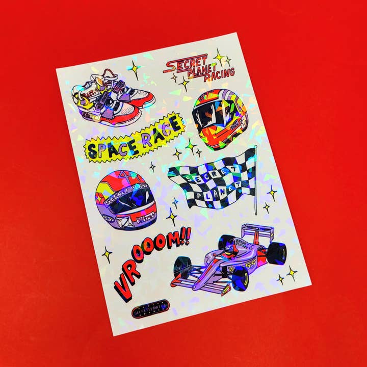 Formula 1 Space Race Sticker Sheet for wholesale by Secret Planet