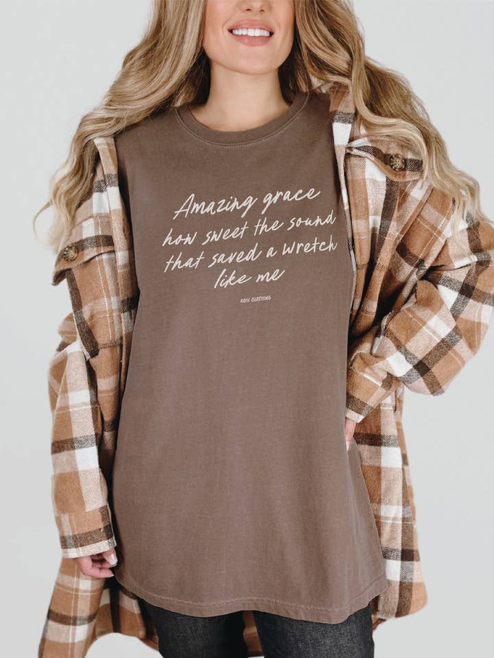 TEE-SHIRT AMAZING GRACE - ESPRESSO pour la vente par Rohi Clothing