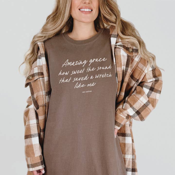 Rohi Clothing - Wholesale Screen Printed T-Shirt - Women's - AMAZING GRACE TEE - ESPRESSO0