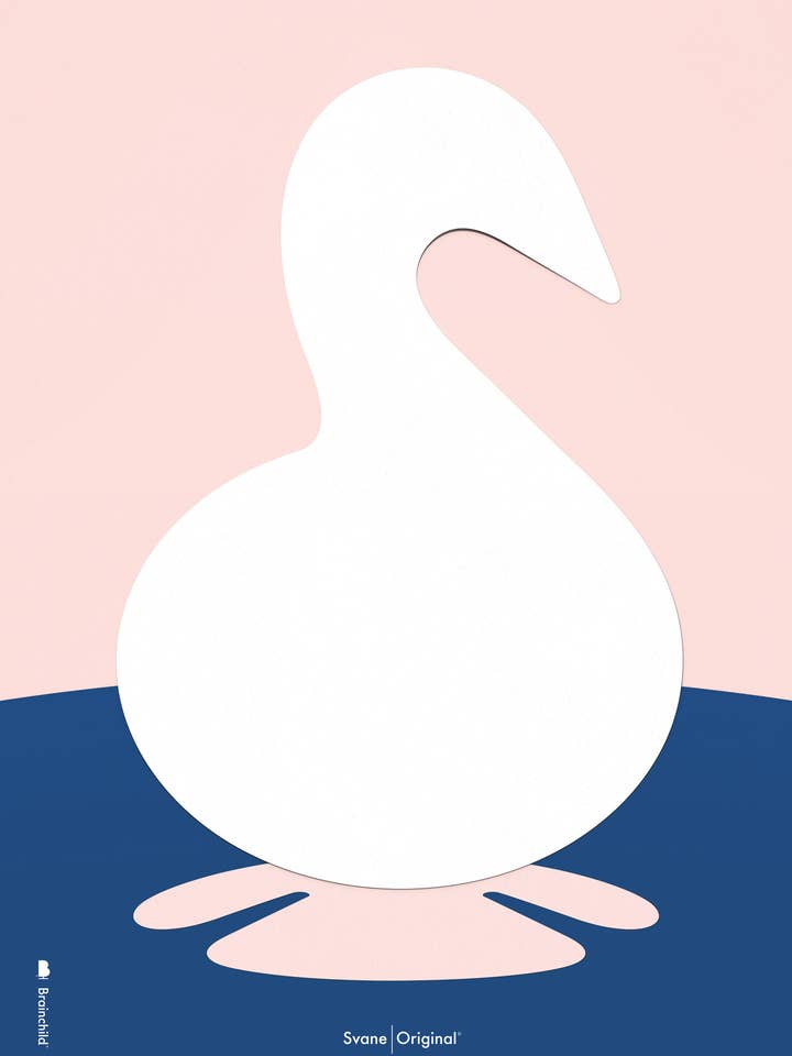 Poteau de cygne - Fond rose - Coupure de papier - Papier pour la vente par Brainchild