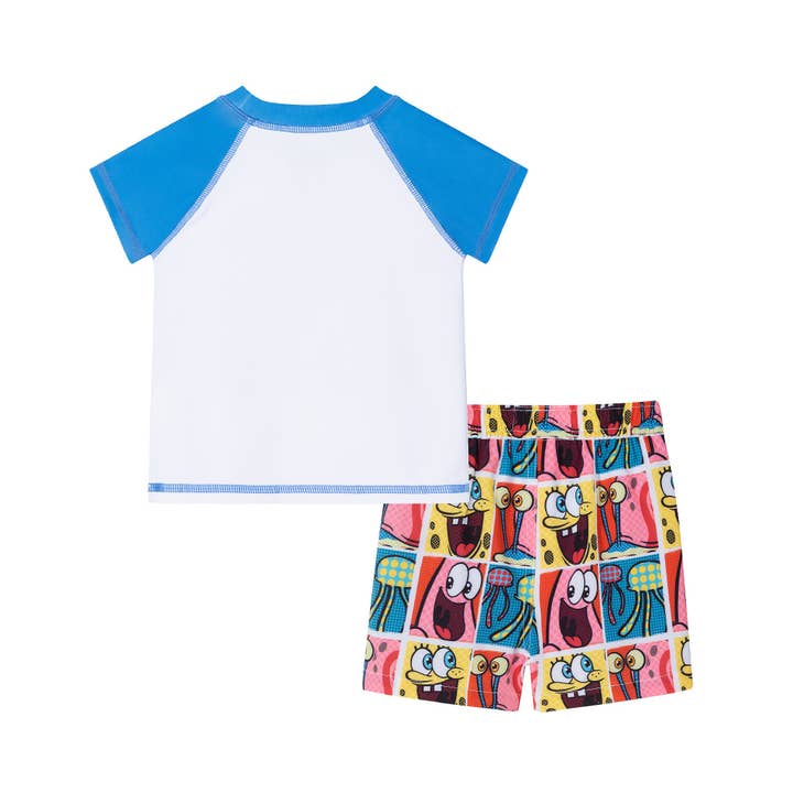 White SpongeBob SquarePants™ x Andy & Evan® | Infant (9-24M) Pop Art Rash Guard Set for wholesale on Faire