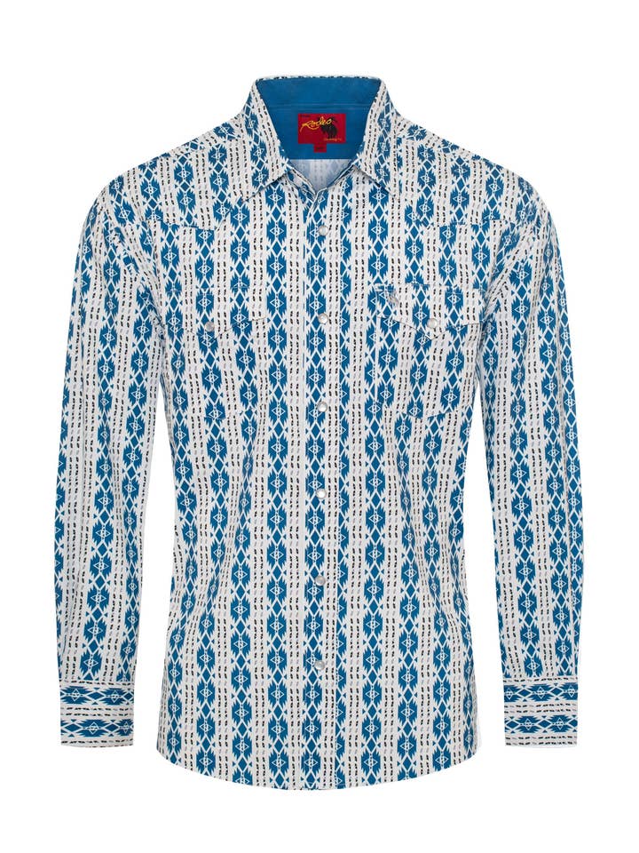 Men's Western Pearl Snap Aztec Print Shirt - MPS110L-1059 for wholesale by Rodeo Clothing