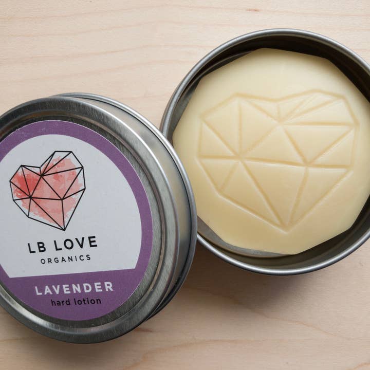 Lavender Heart Hard Lotion Bar for Dry Hands for wholesale by LB Love Organics
