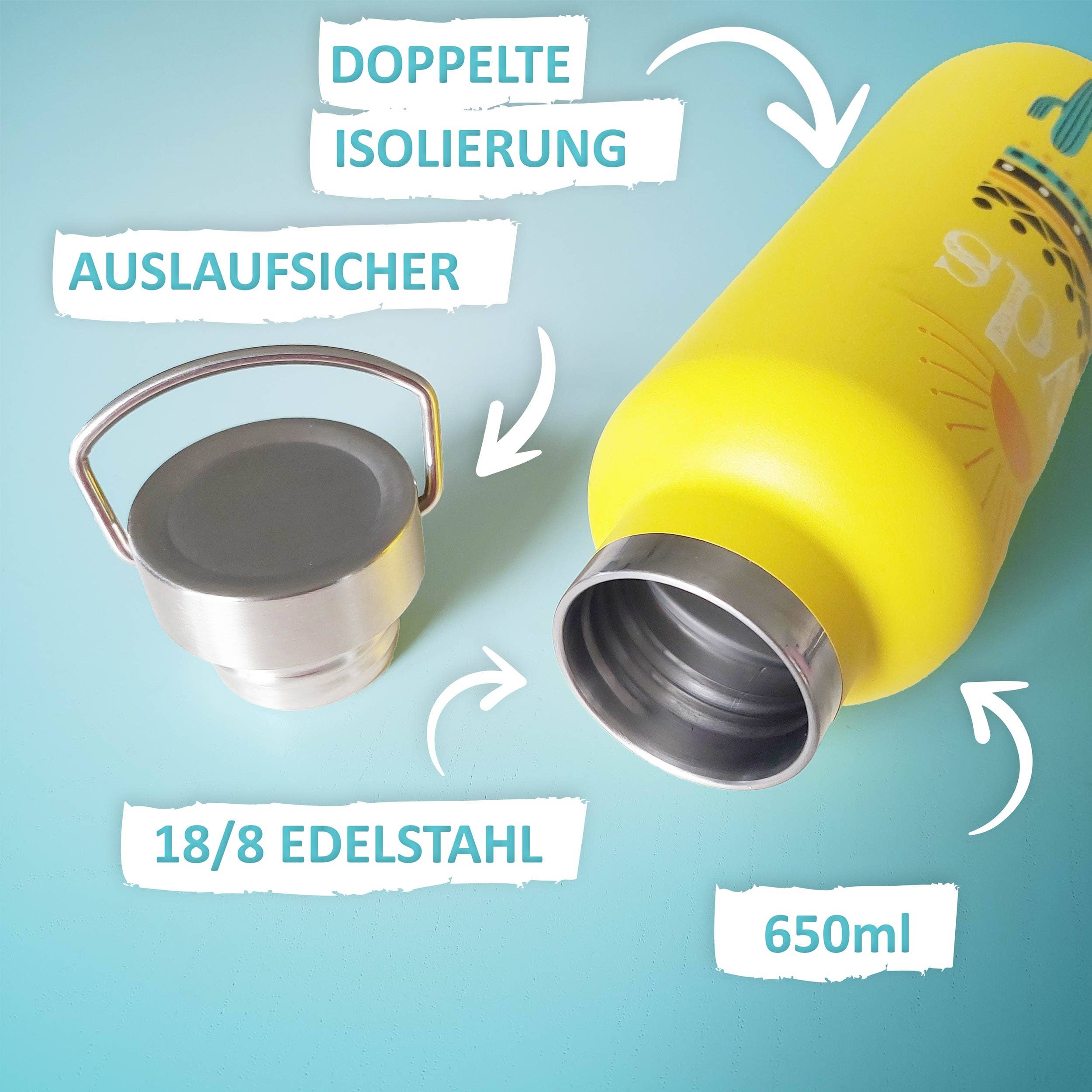 Brandt & Rieck GbR – Garrafa de água por atacado – Garrafa térmica para água 650 ml para atividades ao ar livre1