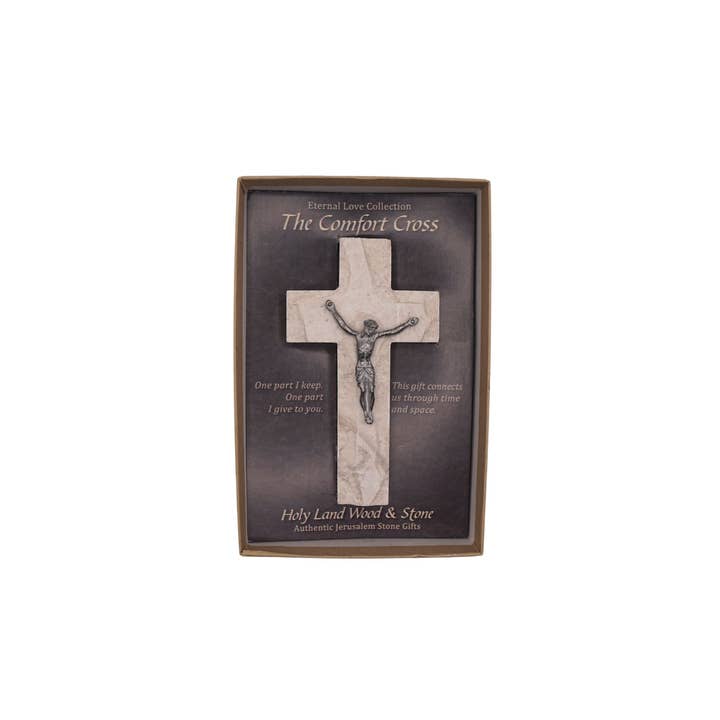 Holy Land Wood and Stone - Wholesale Wall Cross - Jerusalem Stone Comfort Cross with Crucifix1