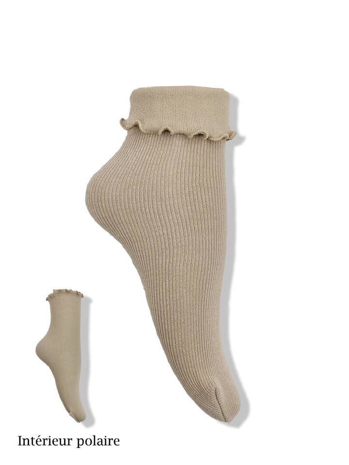 Belle Com'Elle - Venta al por mayor Calcetines para casa - Mujer - Calcetines de forro polar con dobladillo enrollado/W13880